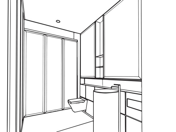 房子的轮廓草图和室内透视图图片下载