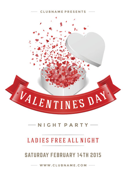 快乐情人节派对海报设计模板图片下载