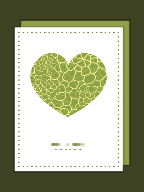 向量抽象绿色自然纹理心形符号框架图案邀请图片下载