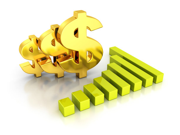 含金色美元符号的商业图表图片下载