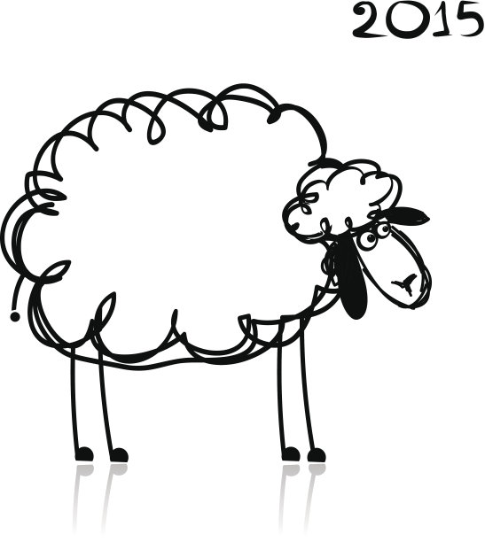 羊素描，2015年新年的象征图片下载