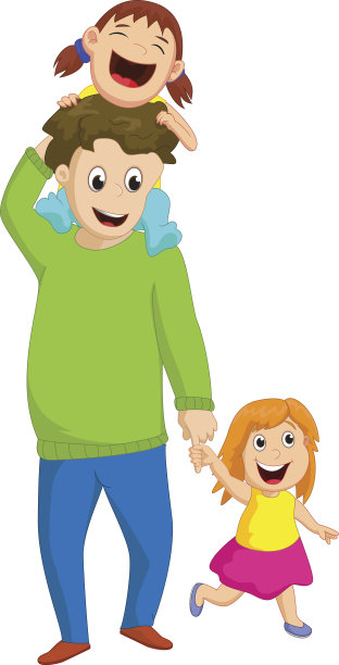 有两个女儿的父亲素材图片