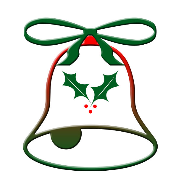 圣诞钟和冬青装饰插图上白色。图片下载