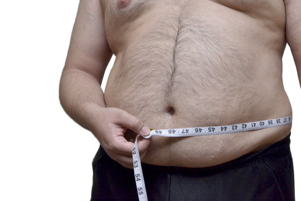 白人背景下的肥胖青年图片下载