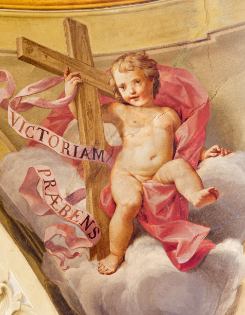 博洛尼亚-天使与十字架的壁画图片下载