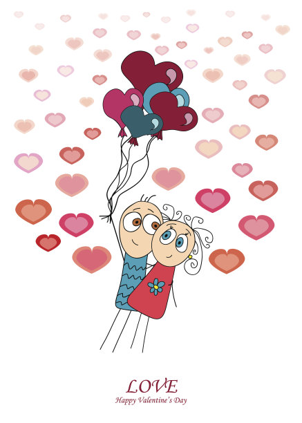 情人卡与飞翔的一对恋人图片下载