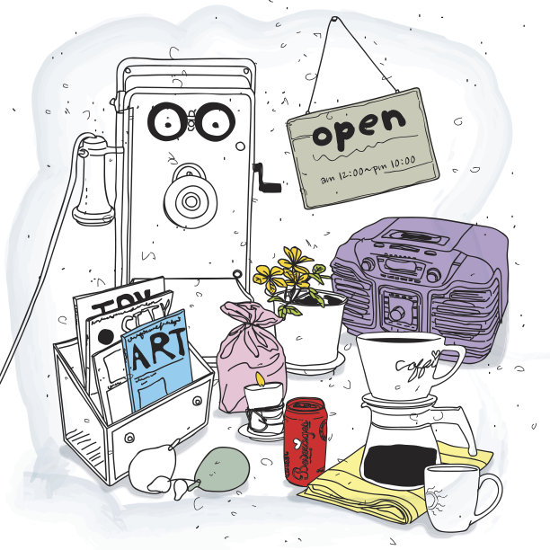 复古咖啡厅道具图片下载