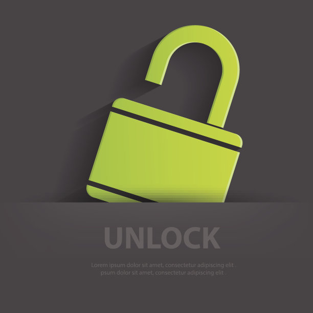 解锁符号，空白的文本，干净的矢量图片下载