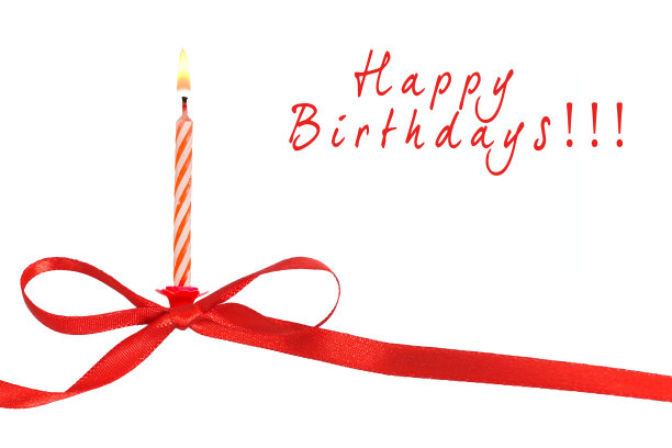 白色背景上的红丝带和蜡烛图片下载