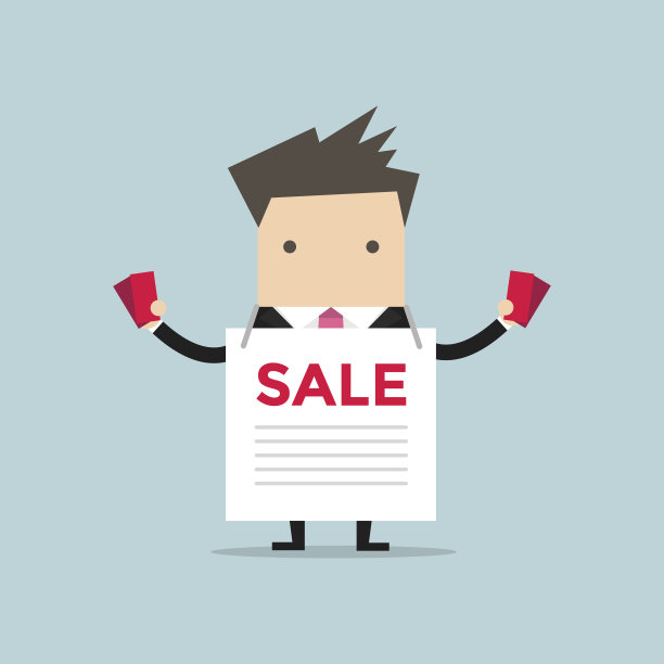 商人与销售广告和传单。图片下载