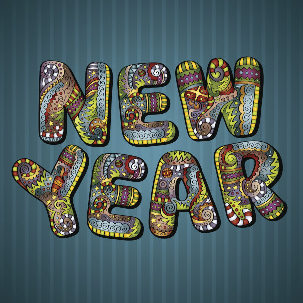 手绘新年贺卡图片下载