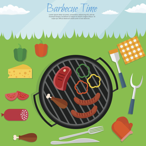 烧烤和野餐向量集图片下载