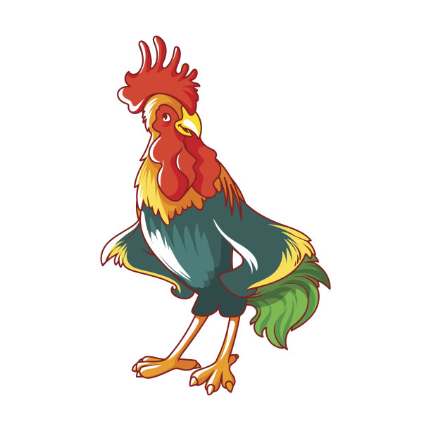 色彩鲜艳的公鸡。2017年的象征。图片下载