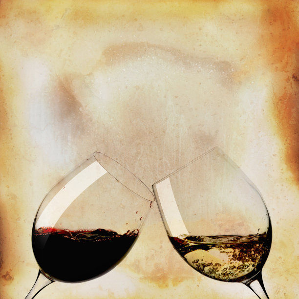两杯白葡萄酒加黑葡萄酒图片下载