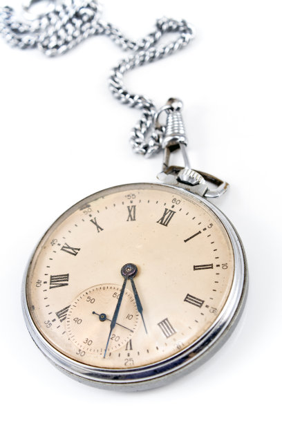 旧怀表与链孤立在白色图片下载