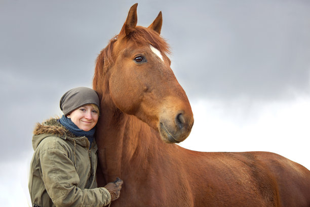 女孩和大红马图片下载
