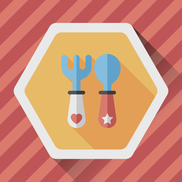 餐具和餐具扁平图标与长影子，eps10图片下载