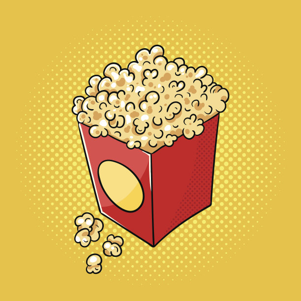 矢量手绘爆米花波普艺术插画。图片下载