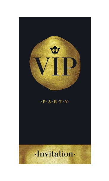 贵宾请柬用金色油漆笔画笔触图片下载