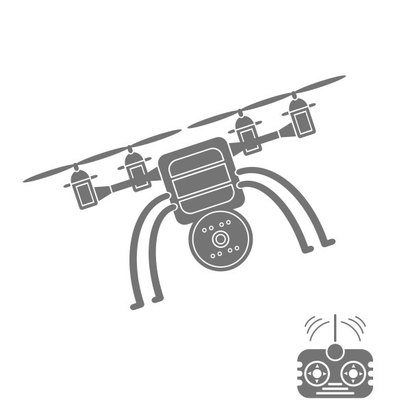 向量图像的无人机图标与相机在白色图片下载