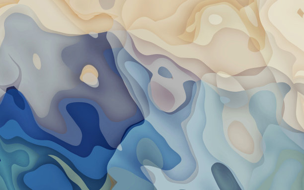 水彩混合蓝色波浪图案艺术图片下载