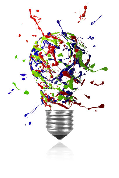 红、蓝、绿的油漆炸成了灯泡图片下载