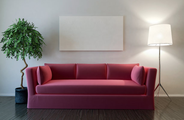 空白画布和沙发模型- 3D插图图片下载