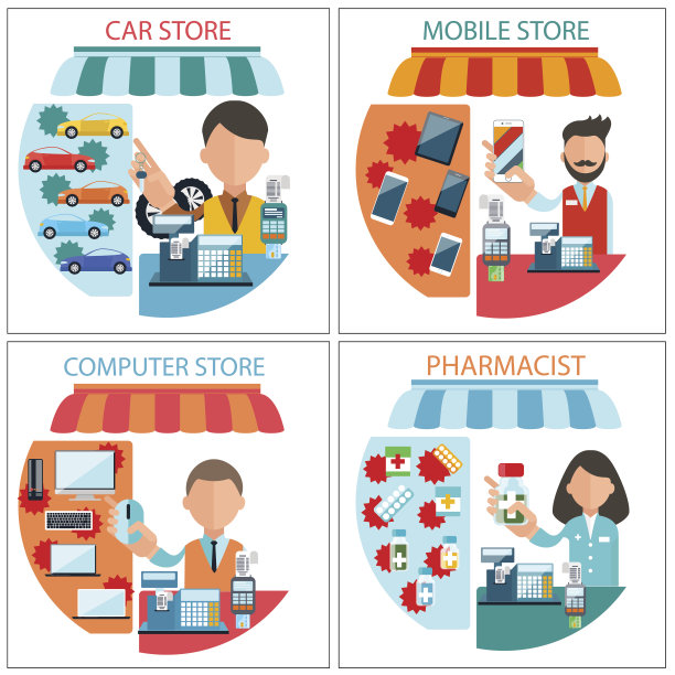 汽车，手机，药剂师和电脑商店图片下载