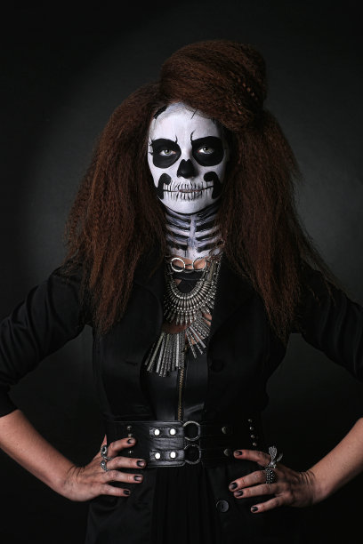 美丽的创意脸油漆日的死亡的概念和主题图片下载