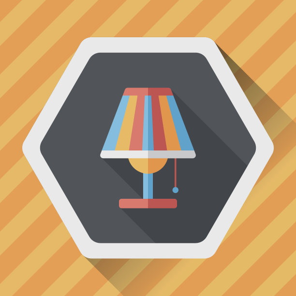 平板台灯图标与长影子，eps10图片下载