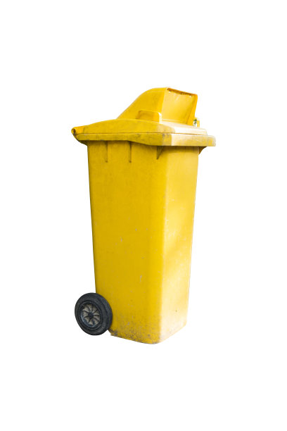 黄色垃圾垃圾，孤立上白色图片下载