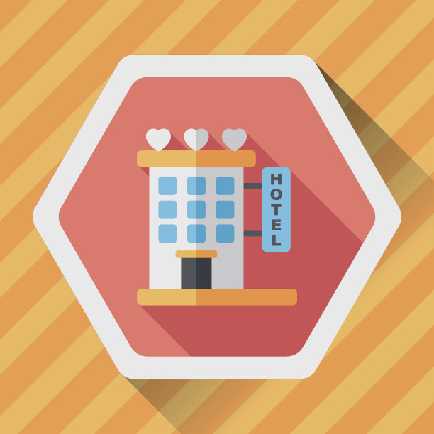 情人节酒店的长影子图标，eps10图片下载