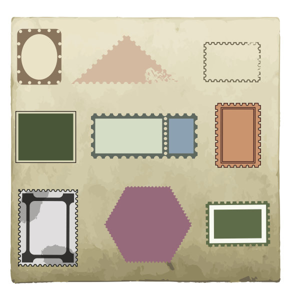 设计精美邮票及明信片。图片下载