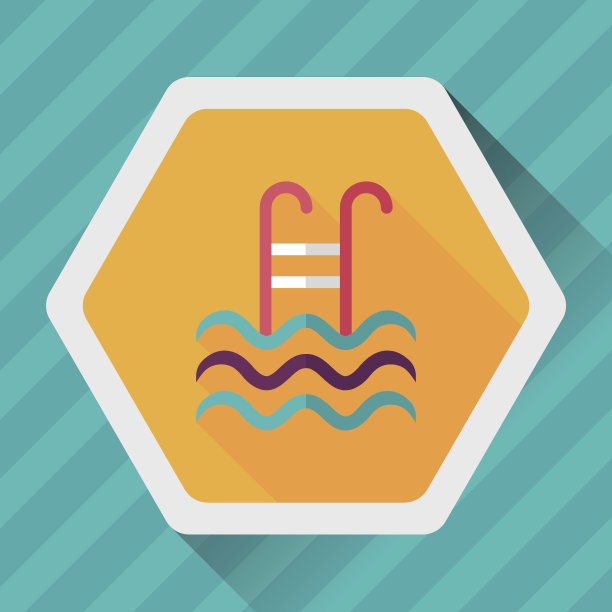 游泳池平面图标与长影子，eps10图片下载