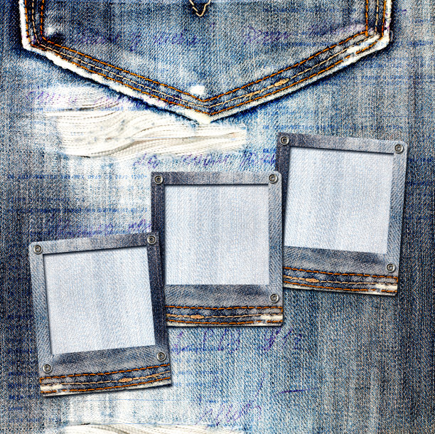 复古明信片与幻灯片上的旧牛仔裤背景图片下载