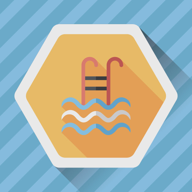 游泳池平面图标与长影子，eps10图片下载