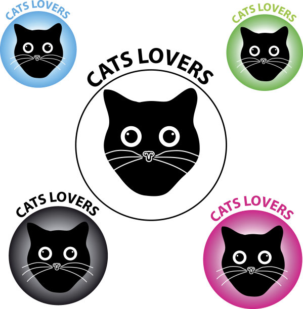 象征猫的爱好者在白色的背景。矢量插图。图片下载