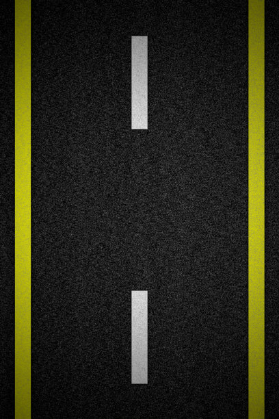 道路上有两条黄色和白色的条纹图片下载