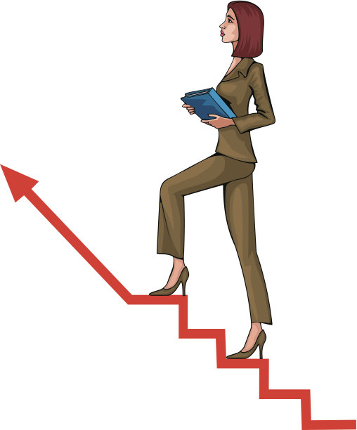 年轻女子在梯子上图片下载