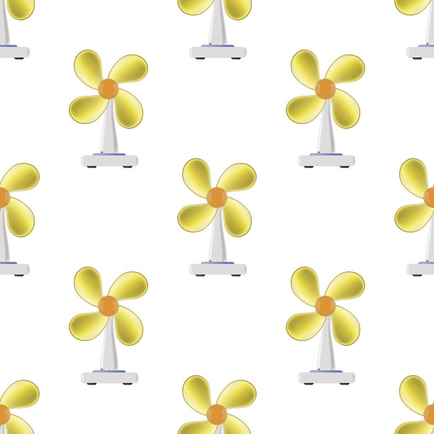 风扇与橙色叶片无缝模式图片下载