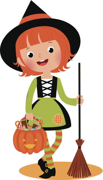 白色背景上的万圣节女巫图片下载