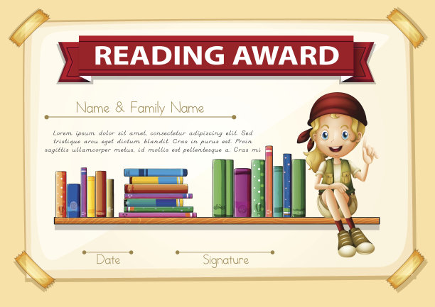 阅读奖与女孩和书籍图片下载