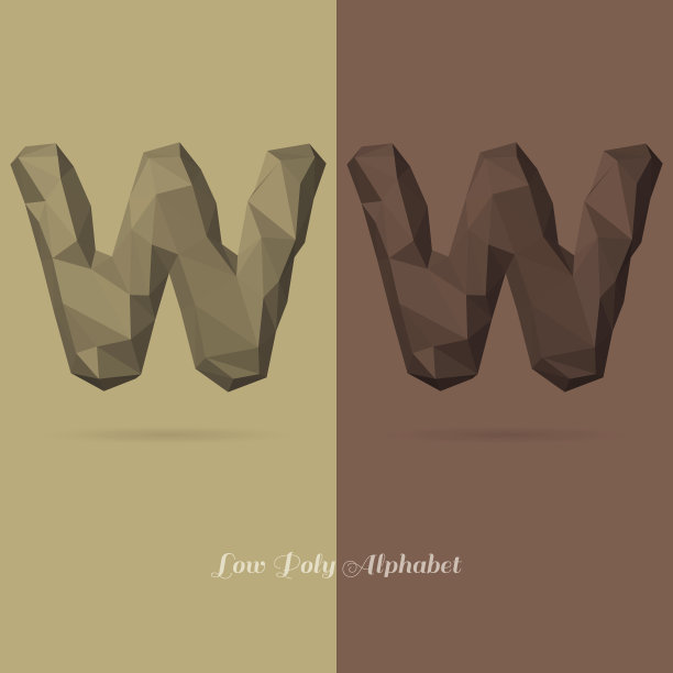 多边形扁平字母表字母W图片下载