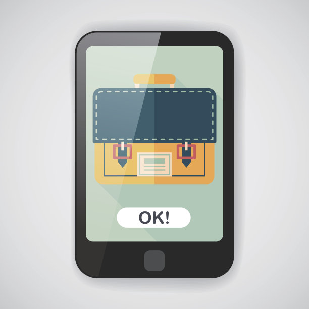 公文包书包扁平图标与长影子，eps10图片下载