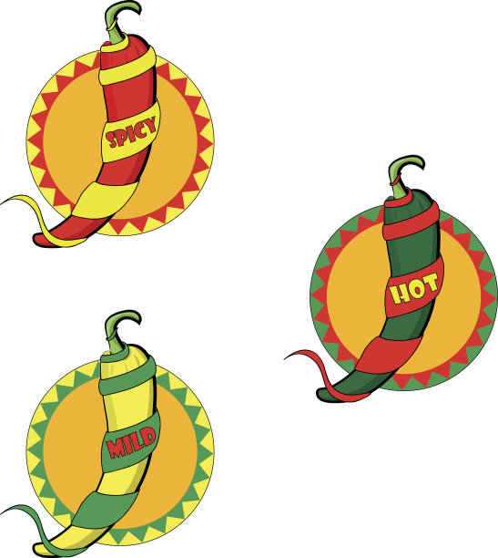 墨西哥辛辣，辛辣和温和的胡椒带丝带图片下载