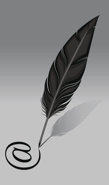 用于书写的老式羽毛。钢笔。电子邮件。互联网符号。进展。图片下载