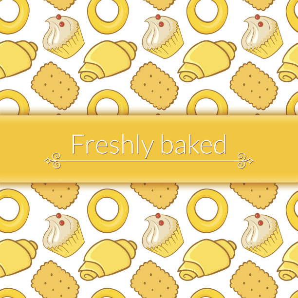 矢量插图美味糕点与地方的文字图片下载