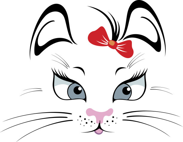 带着红色蝴蝶结的有趣的猫图片下载