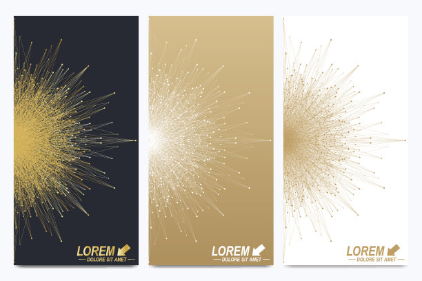 现代的向量飞行器。几何抽象表现与黄金曼荼罗。分子和通信背景的医学，科学，技术，化学素材图片