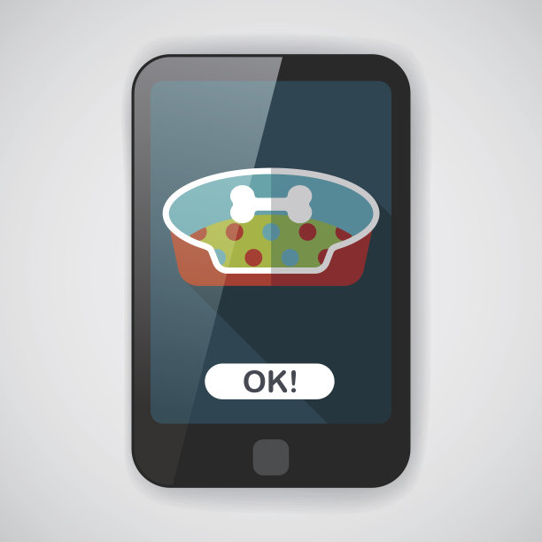 宠物床平面图标与长影子，eps10图片下载